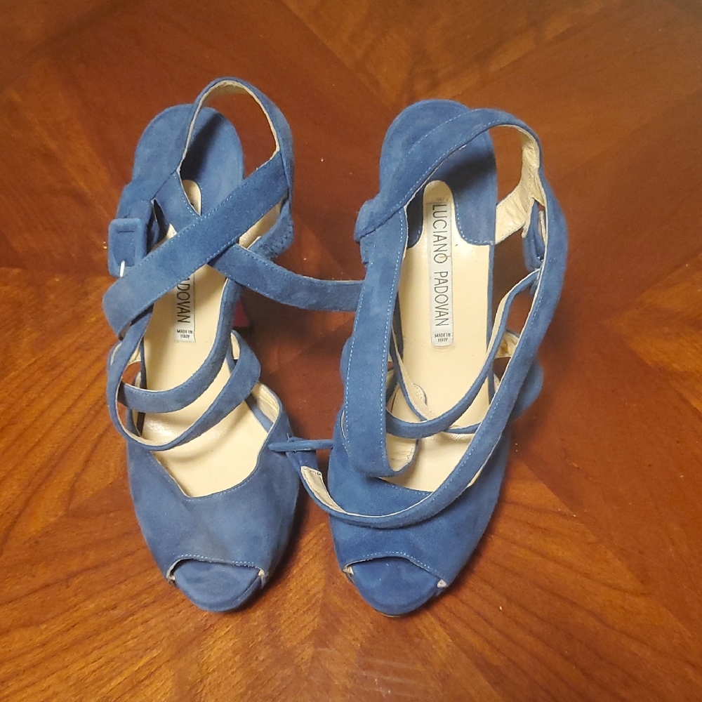 Luciano Padovan Blue Suede Women's Shoes
